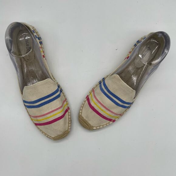 Soludos Candy Stripe Smoking Espadrille Flats - 10 - Picture 1 of 16